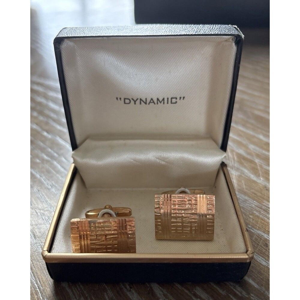 Men’s Vintage Dynamic Gold Tone Cuff Links Patterned